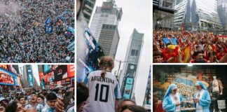 “El que no salte es español”: hinchas argentinos arman fiesta histórica en Times Square previo a la final del Mundial