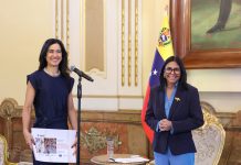 Delcy Rodríguez recibe a la directora del PNUD Michelle Muschett para evaluar avances en la recuperación post sísmicä (+ Fotos)